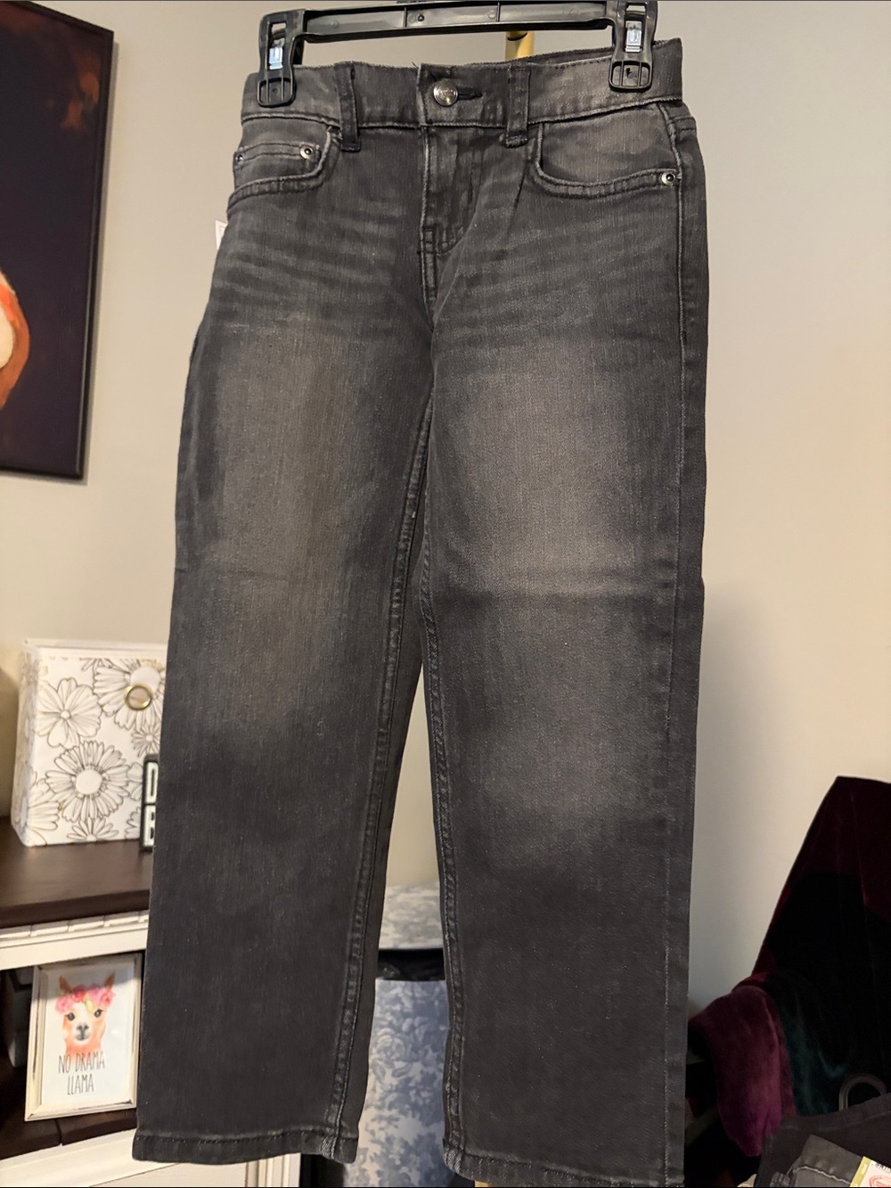 Boys Straight-Leg Black Jeans adjustable waist slim fit